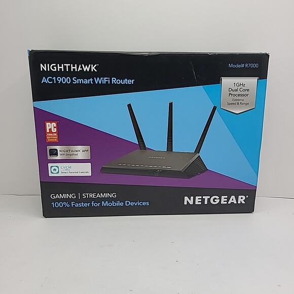 NETGEAR - (R7000-100NAS) Nighthawk AC1900 Smart Dual-Band Wi-Fi Router - Picture 1 of 7